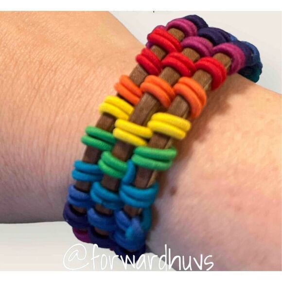 Rainbow Leather Weave Bracelet - Celebrate Differences in Style - Picture 3 of 10